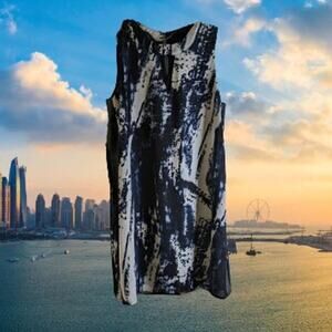 Asher small sleeveless lined multi color polyester woman's shift dress.